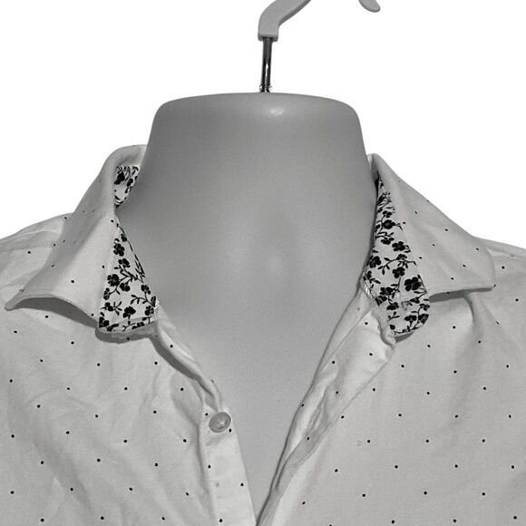 Denim & Flower White Polka Dot Button-Up Shirt M - Picture 3 of 9